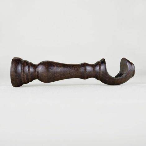 TENDAGGIMANIA Staffe per Tende 1 COPPIA - Per Bastoni per tende in Legno ∅ 35 MM - Staffe con piastrina di fissaggio, viti e tasselli- 100% Legno Made in Italy - Colore: NOCE -LUNGHEZZA 18 CM (1/5)