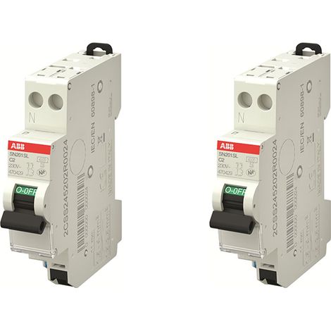 ABB Lot de 2 disjoncteurs automatiques Ph+N raccordement Rapide 2A-4,5Ka (1/4)