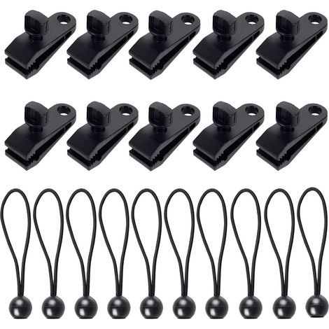Pinces pour bâche - 10 pinces pour bâche - Pinces pour bâche - bâche - pinces - Clips pour bâche - Noir (1/5)