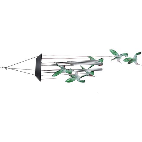 Mehrfarbige Solar-Lichterkette mit Kolibri-Motiv, Hängelampe aus Aluminium für den Außenbereich, wasserdicht, Gartendekoration, Terrasse, Einfahrt, Rasen (mit eingebautem Akku, grüner Aluminium-Kolibr (1/5)