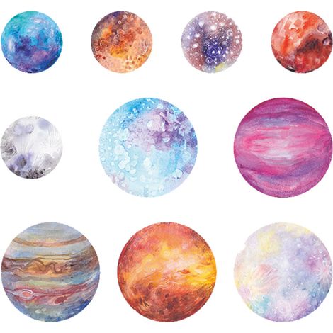 Lot de 20 autocollants planètes du système solaire en PET, pour téléphones portables, ordinateurs, tablettes et tasses. Thème : planètes romantiques.