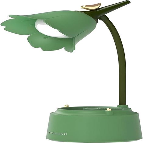 Lampe LED verte pour enfants, de bureau ou de chevet, motif fleurs et oiseaux, rechargeable par USB, commande tactile (1/5)