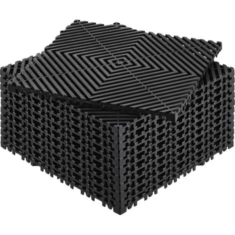 Tapisserie de Drainage Emboîtable 12x12, 12 Pièces, Antidérapant en PP Noir pour Garage, Jardin, Cuisine et Extérieur (1/5)