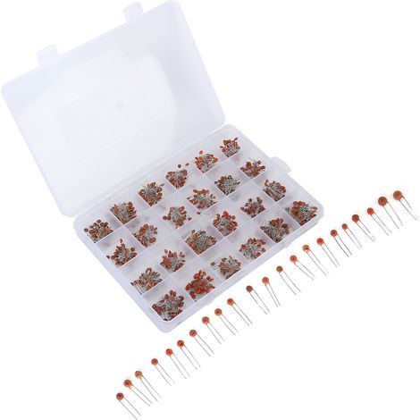 Condensateurs céramique multicouches 50V, lot de 960 pièces, 24 valeurs différentes, 40 pièces par valeur, livrés sous film bulle. (1/5)