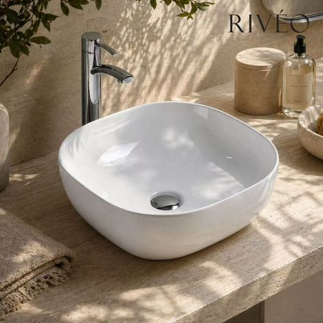 Lavabo rectangulaire Noir en céramique – Moderne et Élégant – Rivéo