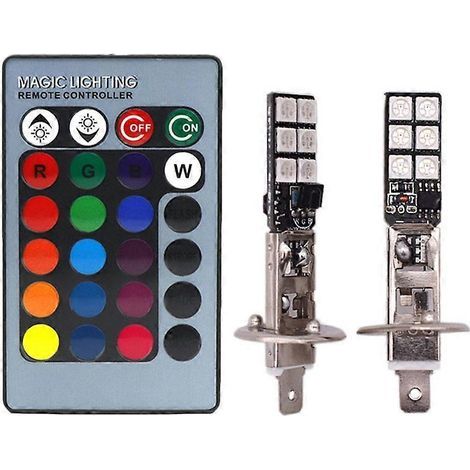 Phare antibrouillard avant à LED multicolore H1 12SMD RGB Flash 5050 pour voiture - Décoration H1-6.26.27.2cm-Silver (1/4)
