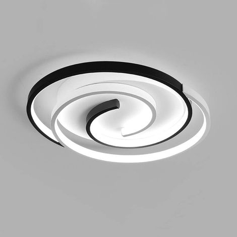 Moderne LED-Deckenleuchte, 48 W, 52 cm – rundes Schwarz-Weiß-Design, stufenlos dimmbar mit Fernbedienung, für Wohnzimmer, Schlafzimmer und Küche (1/5)
