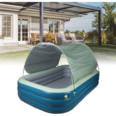 Piscine Gonflable Série Familiale Avec Toit Protégé - 2.6m Couleur Verte PVC - Pour Adultes Et Enfants - Jardins, Résidences