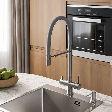 Mitigeur Cuisine Laiton Finition brossée - magnétique 3 en 1 Évier Eau Filtrée 53,5 × 36 × 7 cm 3 kg – Livraison gratuite
