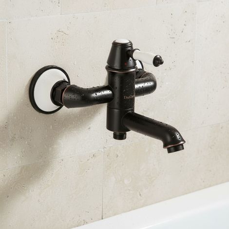 PaulGurkes Robinet de baignoire rétro noir avec céramique blanche (1/5)