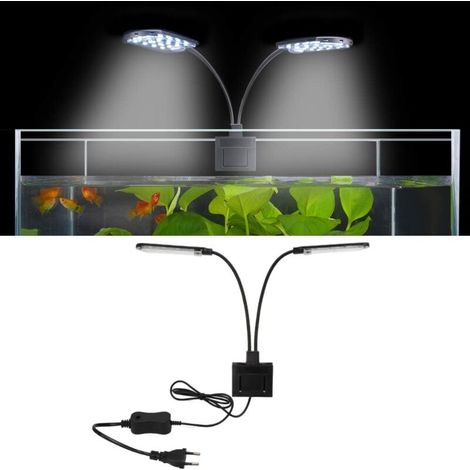 Lampe LED Aquarium X7 Double Tête 15W 1600LM 220V Éclairage Puissant pour Bac à Poissons 8-15 Pouces (1/4)