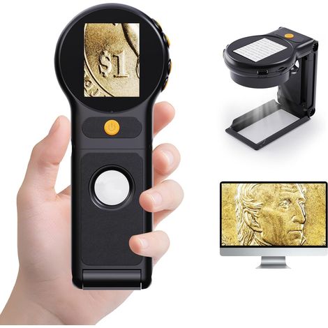 Magnifier with light,  500X powerful portable magnifier for reading,  USB coin microscope,  foldable digital microscope (1/5)