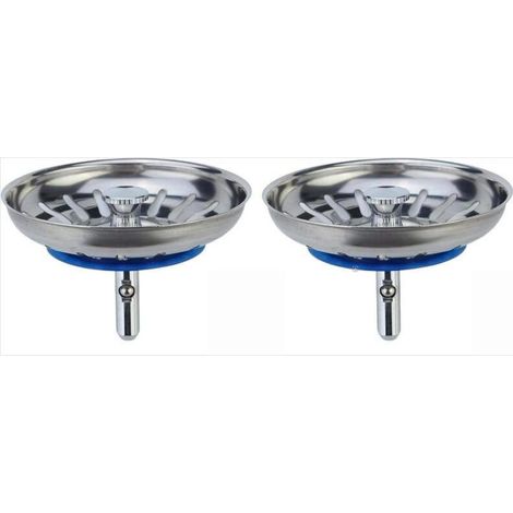 Bouchon Évier Cuisine Filtre avec Goupille Réglable - Universel Cuisine Bouchon Évier, Panier Crépine Pop-Up, Inoxydable, Compatible Lave-Vaisselle (84mm) (Lot de 2) (1/4)