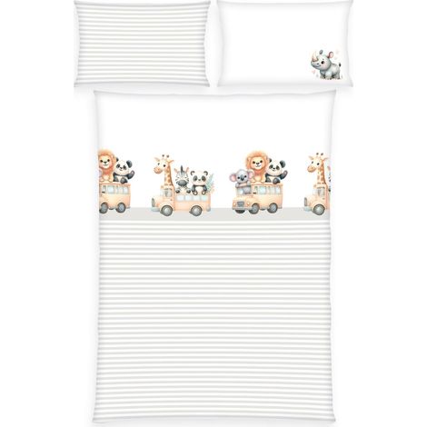 Ensemble de literie pour Enfants en Bas âge, Hiver, Oreiller 40x60 cm, Housse de Couette 100x135 cm, Patte de Boutonnage et Rabat hôtelier, 100% Coton/Flanelle (1/5)