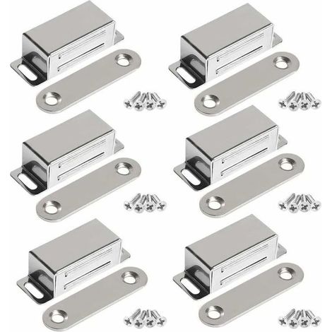 Möbeltürmagnete, 10 kg Zugkraft, Edelstahl (6er-Set, mit Edelstahlschrauben) (1/4)