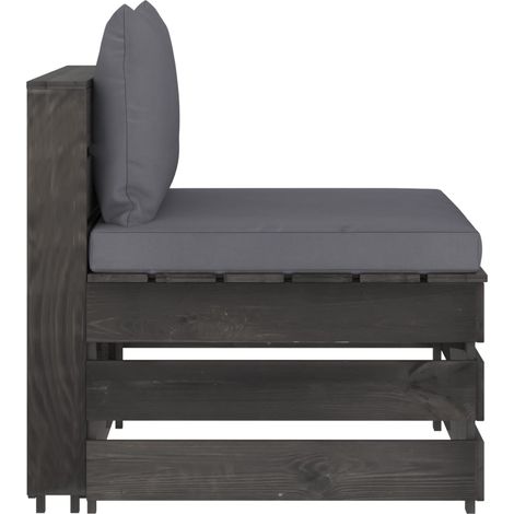 Canapé central,Canapé d'extérieur,Sofa de jardin sectionnel avec coussins Bois imprégné de gris CFW408519 (1/5)