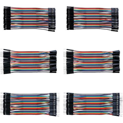 Câble de cavalier 40 x 10 cm, 40 x 20 cm, mâle à mâle, femelle à femelle, 240 articles au total, 240 articles Breadboard, câbles ponts 28AWG M2M/F2M/F2F (10 x 6) (1/5)