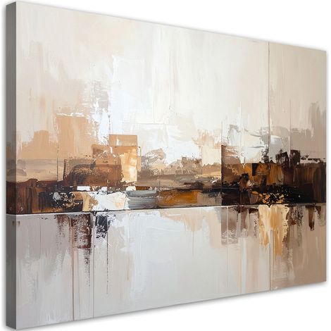 Toile Imprimée, Abstraction beige avec imitation de coups de pinceau,45x30 (1/4)