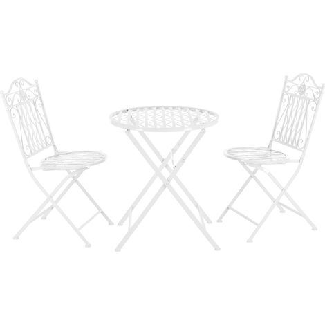 Bistroset Biella 3-tlg. klappbar Metall Weiß [en.casa]