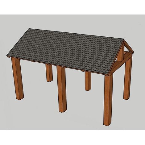 Gazebo da Giardino con Copertura in Legno Lamellare - mt 6 x 4 x 2 h con Supporti a Tassellare (1/2)