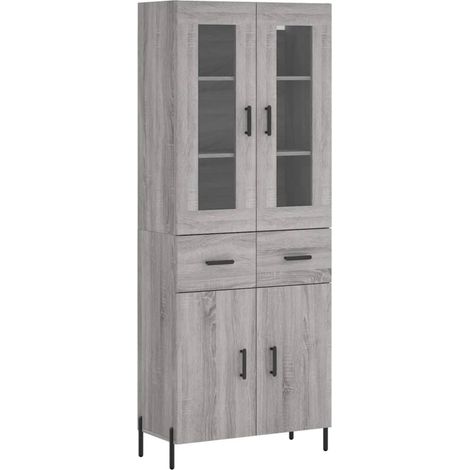 Credenza cassettiera mobile contenitore organizer cucina soggiorno salotto alto sonoma 695 x 34 x 180 cm legno ingegnerizzato grigio 020035616