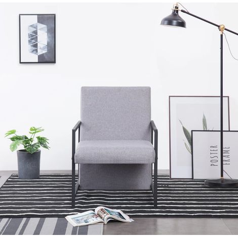 Fauteuil Relax Fauteuil Salon - Gris clair Tissu BV828527 - BonneVie (1/5)