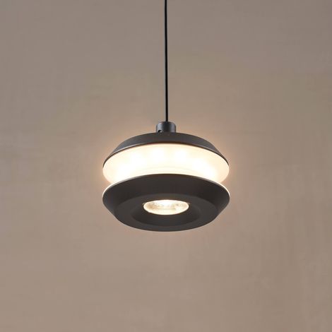 Suspension LED dimmable cylindre noir hauteur réglable design minimaliste - Rive