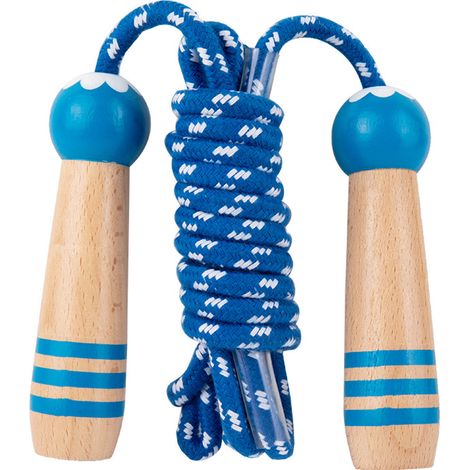 Corde à Sauter Enfant - Poignées en Bois Réglables - Cordon en Coton Élastique - Pour Entraînement Physique et École - 1 Pièce (1/5)