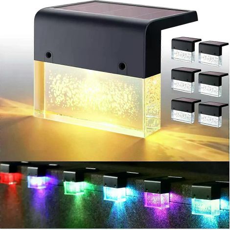 Solarbetriebene Zaunleuchten für den Außenbereich, wasserdicht, farbig leuchtend und warmweiß, mit Acryl-LEDs, für Terrassenpfostenkappen, dekorative Gartenleuchten (1/4)