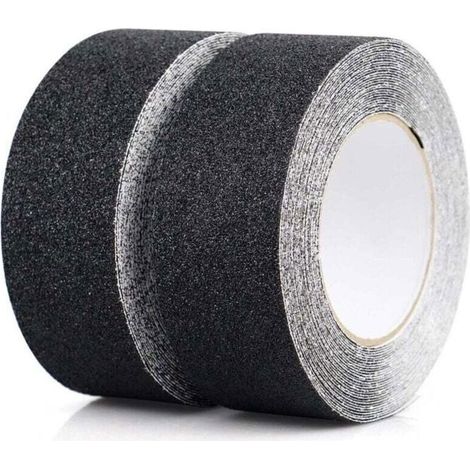 BelleRise - Pack Ruban antidérapant, Bandes antidérapantes avec Ruban adhésif antidérapant pour escaliers, Autocollant, (5cm x 10m, Noir) (1/5)