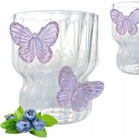 Vaso Ecarla con paredes onduladas, mariposa morada, 260 ml, SZK162 (1/5)