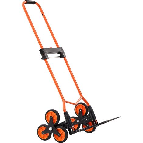Chariot monte-escalier pliable 54 kg avec poignée télescopique, 6 roues et 2 tendeurs élastiques pour maison et entrepôt. (1/5)