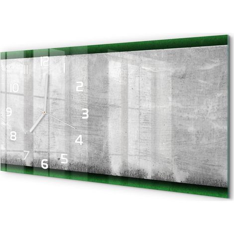 Horloge Murale Panoramique Artistique 60x30 cm Verre Trempé Design Original Mur vert (1/5)