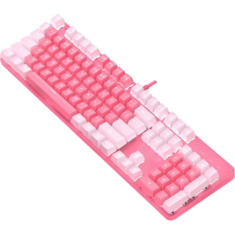 Clavier mécanique authentique, motif cœur rose, 104 touches, rétroéclairage LED, idéal pour le jeu et la saisie, compatible Mac/PC/ordinateur portable. (1/5)