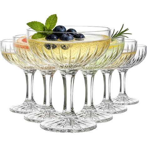 Ensemble de 6 verres Martini, 229ml Classic Margarita Cocktail Glasses, Crystal Hand Blown, Design élégant, parfait pour les fêtes (1/5)