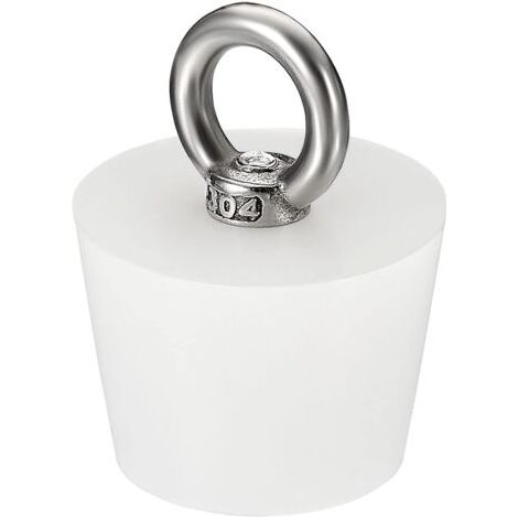 Bouchon Conique Bouchon en Caoutchouc de Silicone 28mm à 30mm Bouchon de Baignoire Solide avec Anneau pour Tubes à Essai, Conduite d'Eau, Trou de Drainage, Blanc (1/3)