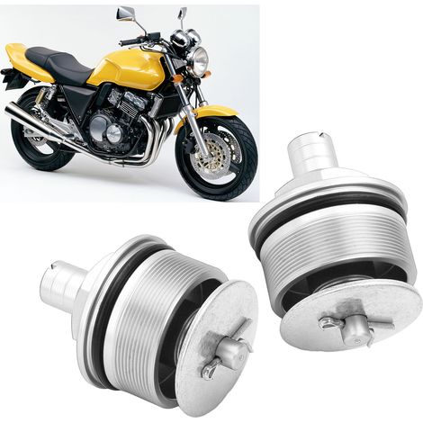 Boulons de fixation d'amortisseur avant de moto 41 mm, bouchons de fourche, boulons de réglage de précharge pour Honda CB400 (paire) Argent (1/5)