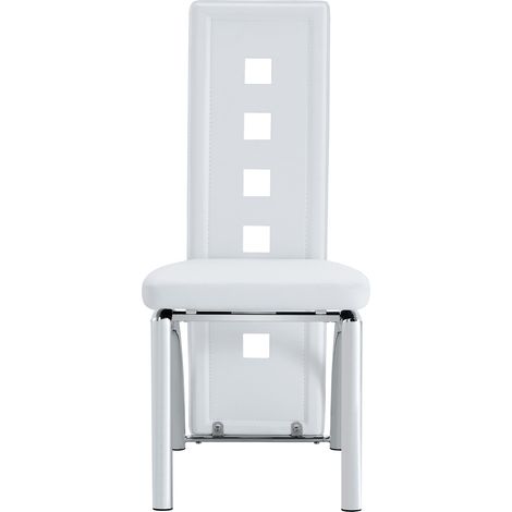 Conjunto de comedor con mesa redonda de vidrio templado 88 cm y 2 sillas blancas de PU (1/5)