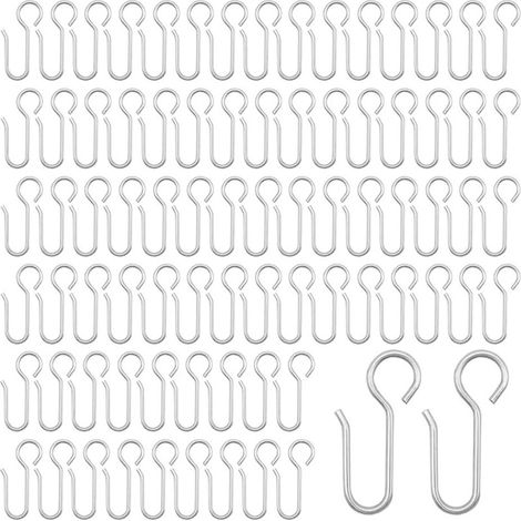 80 Crochets de rideau, métal argenté, acier galvanisé, 40x20 mm, pour tringle standard, salon chambre（Q3 : Nouveaux produits pour le mois d'août） (1/5)