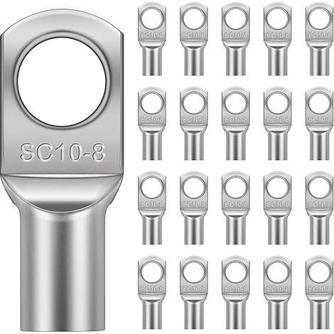 Cosses Tubulaires 10mm² M8 Cosses Annulaires Cosse à Sertir a Oeil à Anneau Cosse Electrique Plate Œillet en Cuivre pour Voiture (1/5)