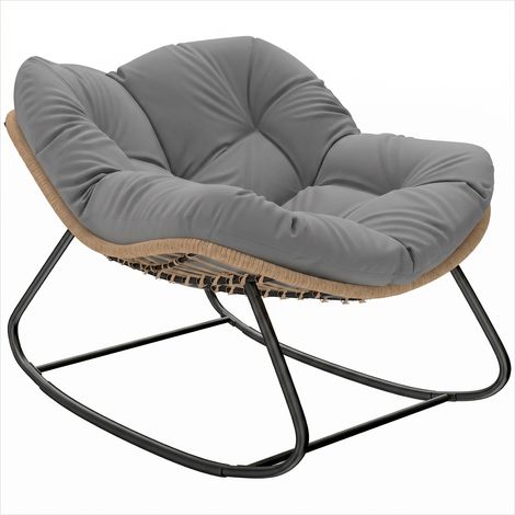 Fauteuil à bascule Papasan ovale avec coussin pour jardin 107 x (1/5)