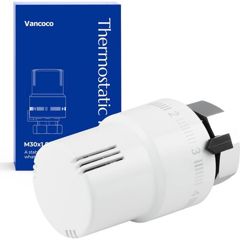 M30×1,5 mm Tête Thermostatique Radiateur, Thermostat Radiateur Blanc, Robinet Thermostatique Radiateur avec Protection Contre Le Gel (1/5)