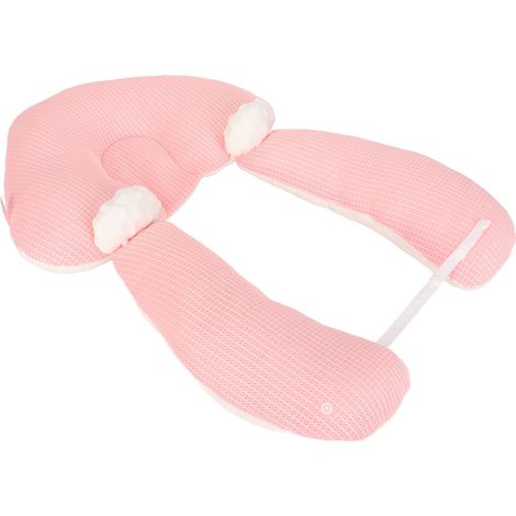 Oreiller de tête de bébé en forme de tête, soutien d'allaitement doux, oreiller de positionnement bébé ajustable rose (1/5)