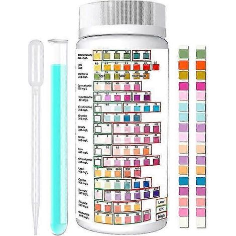 Kit d'analyse d'eau potable 16 en 1 avec 50 bandelettes, test du pH, du plomb, de la dureté, du cuivre et du mercure pour l'analyse de la qualité de l'eau domestique et de piscine (1/5)