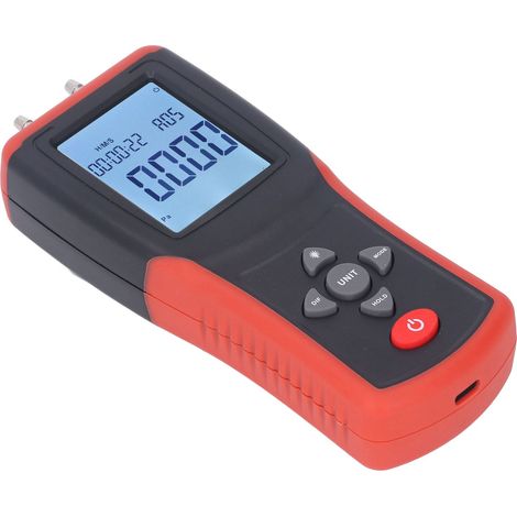 Digitales Manometer mit 12 wählbaren Einheiten, multifunktionalem digitalem Differenzdruckmessgerät mit hintergrundbeleuchtetem LCD-Display (1/5)
