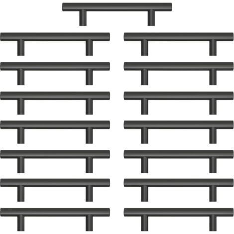 15er-Set Küchenmöbelgriff, Edelstahl-Möbelgriff, schwarzer Küchentürgriff 96 mm Achsabstand, für Schubladenschrank (mit Schrauben) (1/5)