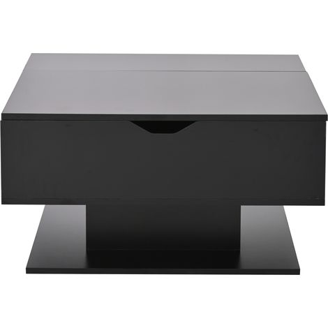 Höhenverstellbarer Couchtisch 80 x 75 x 40 cm in Hochglanz-Schwarz mit Stauraum und LED (1/5)