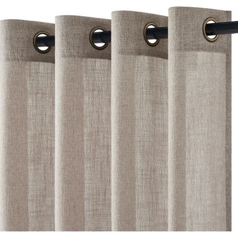 2pcs Rideau, Lin Translucide, Oeillets, Moderne, Salon Chambre Cuisine-NANOTEH (1/4)