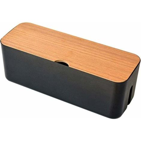 Boîte de rangement pour câbles, organiseur de câbles électriques pour bureau, télévision et ordinateur (noir)