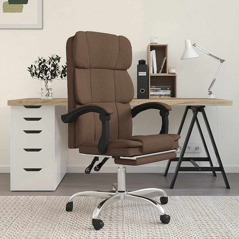 vidaXL Silla de oficina reclinable de tela marrón (1/5)